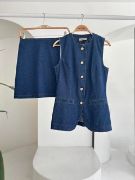 Kolsuz Yelekli Mini Etekli Denim Takım 10164 resmi